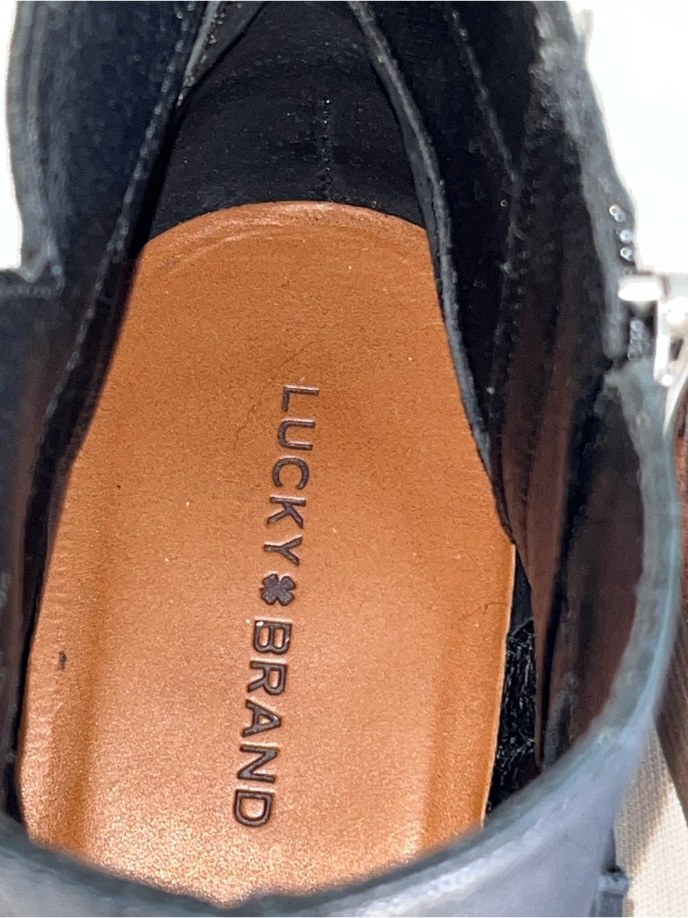 Lucky Brand Prenma Black Leather Ankle Booties Side Zip Size 8.5 - Picture 9 of 9